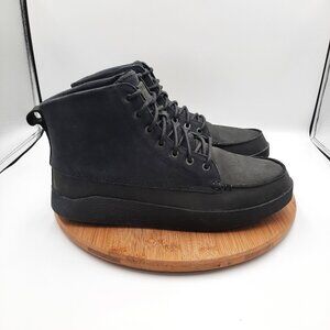 OluKai Hualalai Boots Mens Size 11 Black Leather Ankle Lace Up Casual Boots Mens OluKai Hualalai Black Leather Canvas Lace Ankle BOOTS 8  main image 3